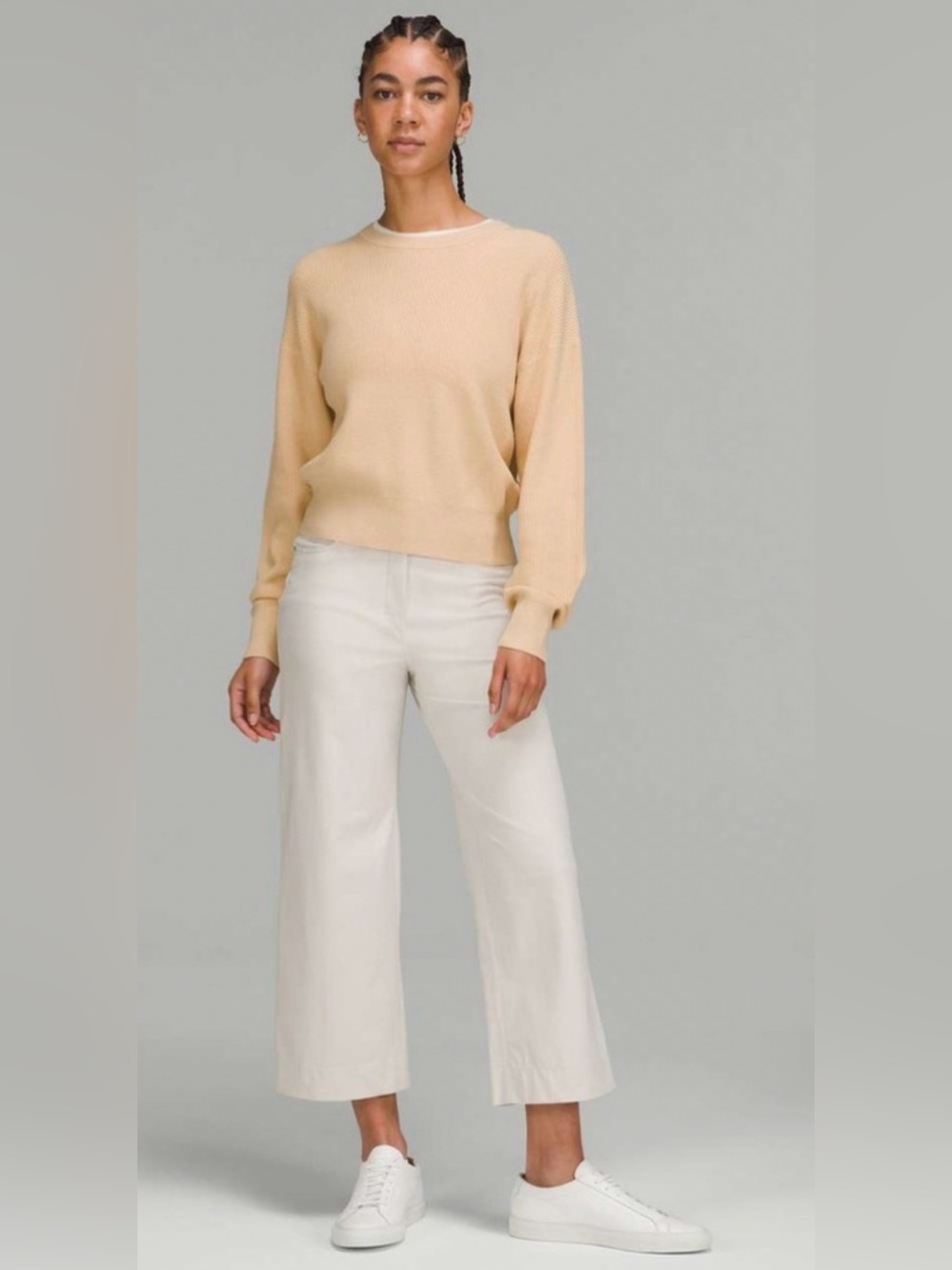 Lululemon Waist Length Crewneck Sweater in Prosecco / Lemon Sorbet
